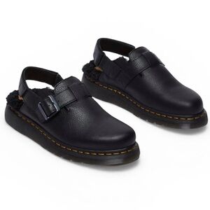 Dr. Martens Jorge II FL Ambassador Black Strap Back Faux Fur Lined Clogs